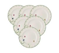 Villeroy & Boch Colourful Spring - Lot de 6 assiettes plates de 27 cm - Assiettes rondes avec décor floral - Décoration de Pâques - Porcelaine de qualité supérieure - Blanc/multicolore