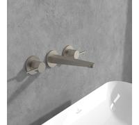 Villeroy und Boch Conum trois trous mitigeur lavabo TVW12700200064 sans garniture de vidange , montage mural, nickel brossé noir