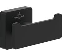 Villeroy & Boch Elements Striking Double crochet à linge de toilette, carré, montage mural, noir mat, 80x44x45mm