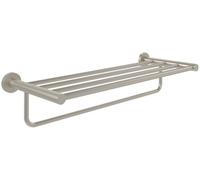 Villeroy & Boch Elements Tender Porte-Serviettes avec étagère pour Montage Mural, Porte-Serviettes avec Barre Porte-Serviettes, Longueur 595 mm, Rond, Nickel brossé Mat