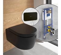 Villeroy & Boch Embrace WC suspendu, pack complet, avec bâti-support et plaque de déclenchement ViConnect 200S, 5C24R0R7+922490AN#SET,