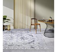 Villeroy & Boch Esther Tapis d'intérieur et d'extérieur Oriental tissé à Plat, Design Classique, Vintage, certifié Oeko-Tex, résistant aux intempéries et aux UV, pour Balcon, terrasse, Jardin, Gris