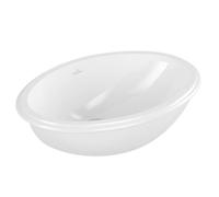 Evana de Villeroy & Boch, lavabo à encastrer, ovale, avec trop-plein, côté extérieur vitrifié, 500x350mm, 61470001, Couleur: Blanc