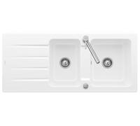 VILLEROY & BOCH Evier cuisine a encastrer 1,5 bac + 1 égouttoir Architectura - Céramique - 113 x 48 cm - Blanc