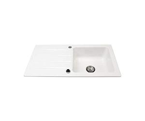 VILLEROY & BOCH Evier cuisine a encastrer 1 grand bac + 1 égouttoir Architectura - Céramique - 97 x 48 cm - Blanc