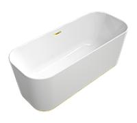 Villeroy & Boch Finion baignoire en îlot 177FIN7N3BCV101 170x70cm, arrivée d'eau, anneau design, tablier Couleur à la Demande, blanc , or