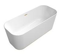 Villeroy & Boch Finion baignoire en îlot 177FIN7N2BCV101 170x70cm, arrivée d'eau, anneau design, tablier Couleur à la Demande, blanc , champagne