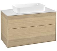 Villeroy & Boch Meuble sous-lavabo Finion G23100PC 100x60,3cm – 2 tiroirs, éclairage, placage chêne
