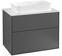 Villeroy & Boch Meuble sous lavabo Finion G22100GK – 2 tiroirs, éclairage, 80x60,3 cm Anthracite mat