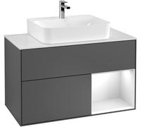 Villeroy & Boch Finion meuble sous lavabo, 2 tiroirs, élément d'étagère en bas à droite, 1000x603x501mm, élément d'étagère Midnight Blue Matt Lacquer, Glass Black Matt, F122HGPD