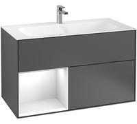 Villeroy und Boch Finion Villeroy und Boch F030GMPC 99,6x59,1x49,8cm, étagère à gauche Olive Matt Lacquer , Oak Veneer