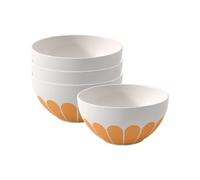 Villeroy & Boch Fleur soleil Lot de 4 bols à céréales, 14 cm, pour céréales, yaourts et collations, petit bol, motif floral, passe au lave-vaisselle et au micro-ondes, porcelaine de qualité supérieure