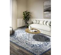 Villeroy & Boch Gabrielle Tapis à Poils Courts - Classique et Traditionnel pour Salon, Chambre à Coucher, Salle à Manger, Couloir, Cuisine - Crème/Bleu - 160 x 235 cm