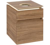 Villeroy & Boch Legato meuble sous lavabo, 2 tiroirs, lavabo au centre, 450x550x500mm, éclairage LED, B566L0RH, Couleur: Chêne du Kansas