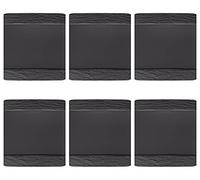 Villeroy & Boch Manufacture Rock 10-4239-2610 Lot de 6 assiettes plates carrées en porcelaine Noir 28 cm