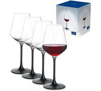 Villeroy & Boch - Manufacture Rock Ensemble de Verres à Vin Rouge 4 Pièces 380 ml Transparent e Noir, Service à Vin, Cristallin