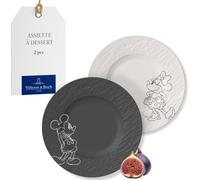 Villeroy & Boch – Assiette à dessert Manufacture Rock Mickey Mouse – Lot 2 21,7 cm noir/blanc