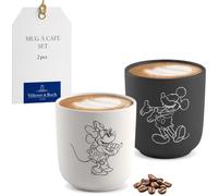 Villeroy & Boch Manufacture Rock - Mickey Mouse - mug à café, 2 pièces, noir/blanc, résistant au lave-vaisselle/micro-ondes, look ardoise avec décor Disney Mickey Mouse à la craie