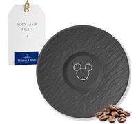 Villeroy & Boch Manufacture Rock - Mickey Mouse - sous-tasse à café, noir, résistant au lave-vaisselle/micro-ondes, look ardoise caractéristique avec décor Disney Mickey Mouse à la craie