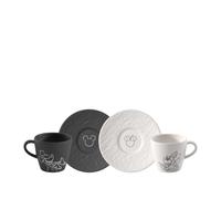 VILLEROY & BOCH Tasse à expresso avec soucoupe Set 4 pièces MANUFACTURE-MICKEY MOUSE Noir/Blanc noir