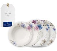 Villeroy & Boch - Mariefleur Gris Service de Table 12 Pièces Multicolore, Garanti Lave-Vaisselle, Compatible Micro-Ondes, Set de Dîner, Assiettes, Ensemble de Vaisselle, Porcelaine Haut de Gamme