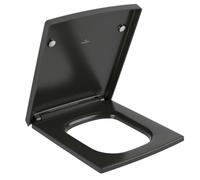 Abattant de toilette Villeroy & Boch 8M24S1R7 noir pur C-plus, à dégagement rapide, fermeture amortie, charnières en acier inoxydable