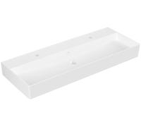 Villeroy & Boch Memento 2.0 lavabo mural, 2 trous pour robinet, sans trop-plein, rectifié, 1200x470mm, 4A22CGR1, Couleur: Céramique blanche Plus