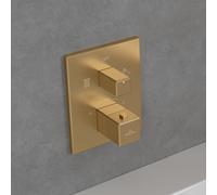 set de finition Villeroy und Boch Mettlach TVS12600300076 thermostat encastré avec réglage du volume bidirectionnel, or brossé