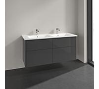 Villeroy & Boch Meuble sous-vasque Finero S00505FPR1 avec double vasque, Glossy Grey , 4 tiroirs
