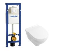 Villeroy & Boch O.novo ensemble encastré Wisa avec cuvette suspendue à chasse profonde blanche abattant softclose plaque de recouvrement blanche 0124124/0124182/0704406/