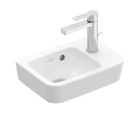 Villeroy und Boch O.novo lave-mains 434336T2 36x25cm, carré, vasque à gauche, avec trou pour robinetterie, avec trop-plein, blanc AntiBac C-plus