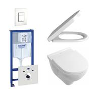 Villeroy & Boch O.Novo Pack WC - comprenant réservoir WC attenant - abattant softclose & quickrelease - plaque de déclenchement verticale/horizontale blanche 0720003/0729205/0124162/0124182/