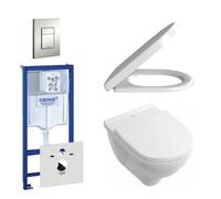 Villeroy & Boch O.Novo Pack WC - comprenant réservoir WC attenant - abattant softclose & quickrelease - plaque de déclenchement verticale/horizontale chrome mat 0720002/0729205/0124162/0124182/