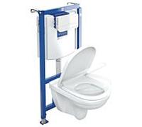 Villeroy & Boch O.novo WC compact - pack Combi 5660D201 avec élément WC , plaque de déclenchement et siège WC , blanc