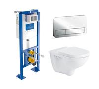 Villeroy & Boch Pack Bâti-support autoportant avec plaque de commande ViConnect et cuvette suspendue O.Novo - Chromé