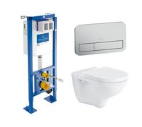 Villeroy & Boch Pack Bâti-support autoportant ViConnect + Plaque dechromée mat + Cuvette suspendue O.Novo
