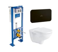 Villeroy & Boch Pack Bâti-support autoportant avec plaque de commande ViConnect et cuvette suspendue O.Novo - Noir mat