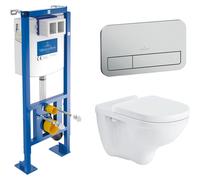 Villeroy & Boch Pack Bâti-support autoportant ViConnect + Plaque dechromée mat + Cuvette suspendue O.Novo