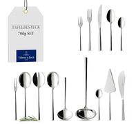 Villeroy & Boch - Piemont Ménagère Couverts 70 Pièces, Garanti Lave-Vaisselle, Ensemble de Couverts de Table Complet, Set Élégant Inox, Acier Inoxydable