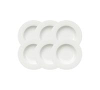 Villeroy & Boch Royal Premium Porcelaine de haute qualité, 24 cm, 6 x Assiettes Creuses, blanc, 25 x 25 x 9,2 cm, 6 unités de