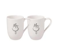 Villeroy & Boch - Set de tasses Statement Mrs & Mrs, ensemble de 2 tasses, 290 ml, emballage cadeau, Tasses de haute qualité en porcelaine premium, Parfait pour les couples, Cadeau pour les mariages