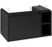 Villeroy & Boch Skyla Meuble sous-lavabo, 1 tiroir, 1 compartiment ouvert à droite, 772x439x436mm, poignée encastrée, SoftClose, C78800VL, Couleur: Noir volcan