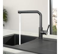 Villeroy & Boch Mitigeur d'évier Steel Shower 96970105 – bec extractible, douchette, anthracite