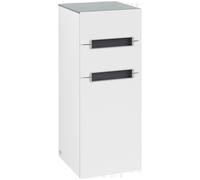 Villeroy & Boch Subway 2.0 Armoires latérales, 1 porte butée gauche, 2 tiroirs, Glass Silver Grey, A7121RMS, Couleur: Blanc mat, poignée : chrome brillant