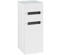 Villeroy & Boch Subway 2.0 Armoires latérales, 1 porte butée gauche, 2 tiroirs, Glass White, A7121SMS, Couleur: Blanc mat, poignée : chrome brillant