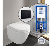 Villeroy & Boch Subway 2.0 Compact Pack complet Cuvette suspendue et bâti-support neeos,, 5606R0R1+16791BM#SET,