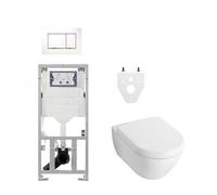 Villeroy Boch Subway 2.0 DirectFlush Pack WC - softclose - réservoir Geberit - plaque de déclenchement blanche or sigma30 - blanc 0701131/0124060/ga26028/sw61799/