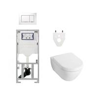 Villeroy Boch Subway 2.0 DirectFlush Pack WC - softclose - réservoir Geberit - plaque de déclenchement blanche chrome sigma30 - blanc 0701131/0124060/ga26028/sw61798/