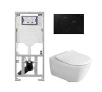 Villeroy & Boch Subway 2.0 ensemble encastré avec cuvette suspendue à évacuation profonde slimseat abattant plaque de recouvrement noire 0701131/0700524/ga26028/ga91964/