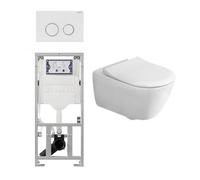 Villeroy & Boch Subway 2.0 Ensemble encastré avec cuvette WC suspendue blanche abattant Slimseat softclose plaque de commande Sigma20 blanche 0124005/0701131/ga91964/sw53743/